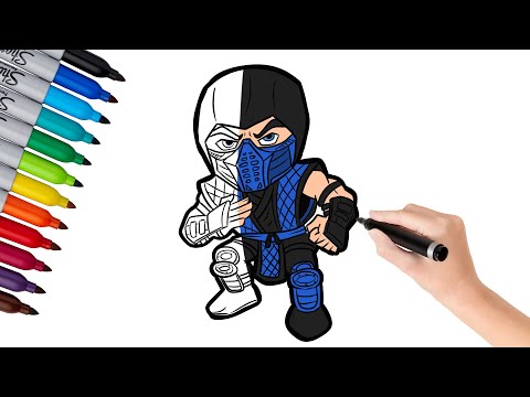 🔴How to Draw Mortal Kombat Sub Zero  -🌟 Easy Step by Step Drawing Ninja Sub Zero