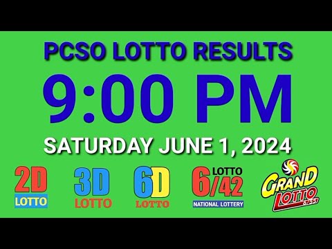 9pm Lotto Results Today June 1, 2024 Saturday ez2 swertres 2d 3d pcso