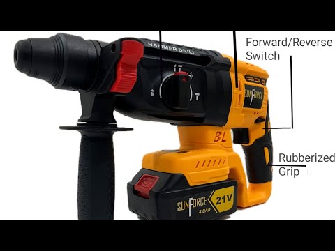 SUNFORCE SF RH-21V Brushless Rotary hammer with 2 Battery and Charger