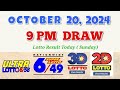 Lotto Result Today 9pm draw October 20, 2024 6/58 6/49 Swertres Ez2 PCSO