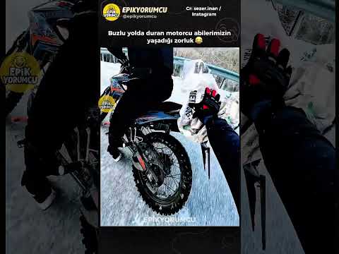 Buzlu yolda motorla mücadele! 😂 #shorts #komikyorumlar