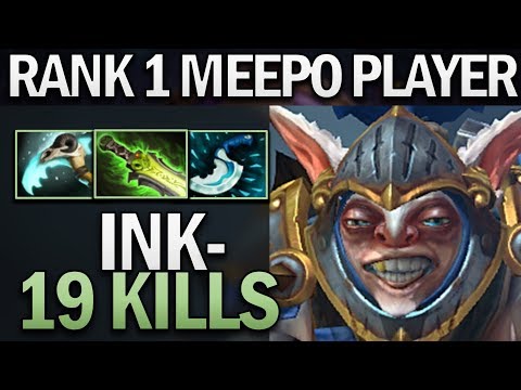 RANK 1 INK MEEPO WITH 19 KILLS & 1100 XPM - DOTA 2 7.24 GAMEPLAY