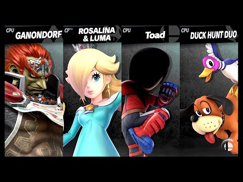 Ganondorf VS Rosalina & Luma VS Toad Mii Brawler VS Duck Hunt Duo LV 9 CPU Super Smash Bros Ultimate