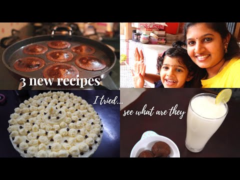 Trying new recipes|Bourbon Paniyaram |Coconut Lime Slush|Custard cake|Keerthana Srinivasan😊