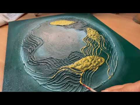 MUST SEE Texture! EASY Technique YOU Can Try - DIY Fish Art + Gold Finishing | Textured Art Tutorial