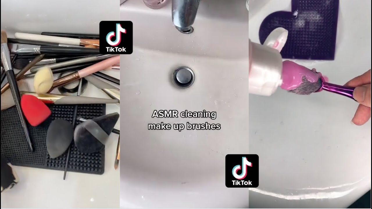 Satisfying Makeup Brushes Cleaning ASMR Tiktok Compilation 🧼| Bubbles Asmr