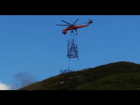 High voltage transmission line tower construction