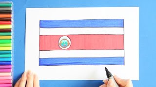 How to draw the National Flag of Costa Rica