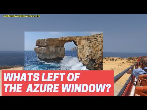 In Gozo Exploring the Azure Window Collapsed Natural Arch on the Bus