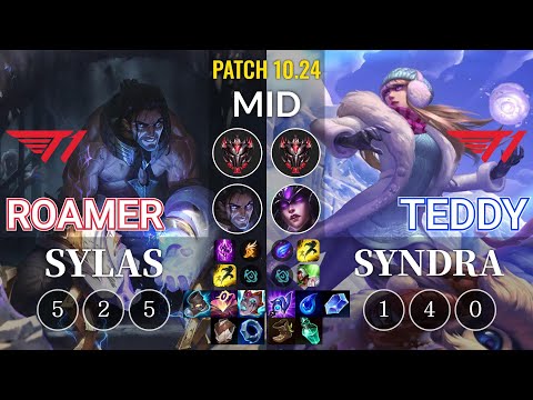T1 Roamer Sylas vs T1 Teddy Syndra Mid - KR Patch 10.24