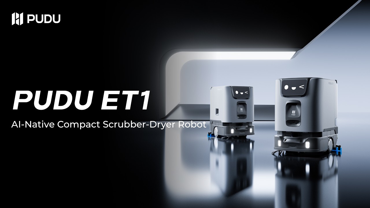 PUDU ET1 compact autonomous robotic scrubber dryer video
