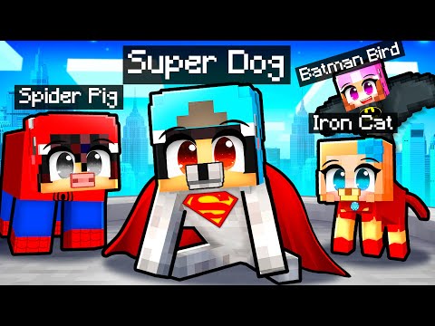 10 Friends on One SUPERHERO Pet Block in Minecraft!