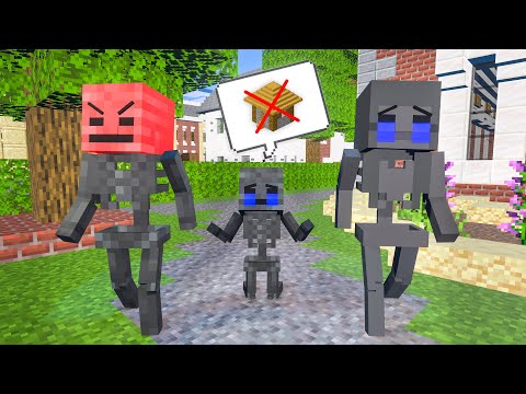 Poor Baby Wither Skeleton Life (Sad Family happy ending - Minecraft) Minecraft Animation