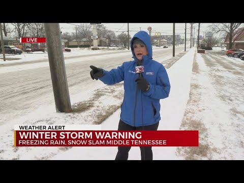 Sleet accumulation on Murfreesboro Pike