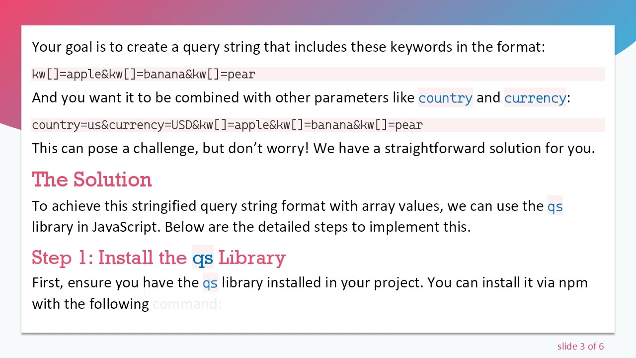 How to Create a Stringified Query String with Array Values in JavaScript
