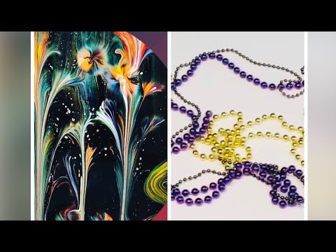 UNIQUE NEW & DIFFERENT DRY CHAIN PULLING ART~ FEATHERY ROMANTIC EFFECTS ART THERAPY ~ Acrylic art