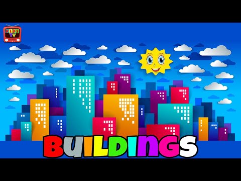 BUILDINGS VOCABULARY for Beginners, Kids, Kindergarten with Pictures - Learn Building Names | Kidstv