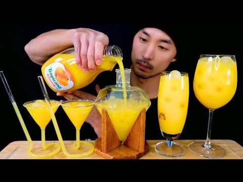 [ASMR] DRINKING COLD ORANGE JUICE | ICE ASMR | REFRESHING| 99.99% SATISFACTION| SLEEP| DIAMOND GLASS