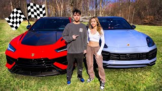 I RACED MY GIRLFRIEND! (Lamborghini Urus Performante vs Porsche Cayenne Turbo GT)