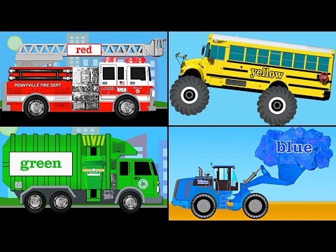 Learning Colors Collection Vol. 1 - Learn Colours Monster Trucks, Fire Engines, Garbage Trucks Video