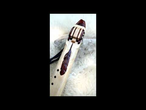 Native American Style Drone Flute in the Key of Low D of Birdseye Maple and Cocobolo Feather