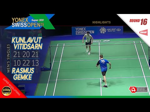 Kunlavut Vitidsarn vs Rasmus Gemke | Swiss Open 2025 | R16 MS Highlights