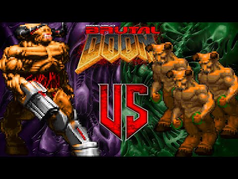 Cyberdemon vs Hell Knights - Brutal Doom II : Versus Battle - Monster Infighting - Retro Boss Arena