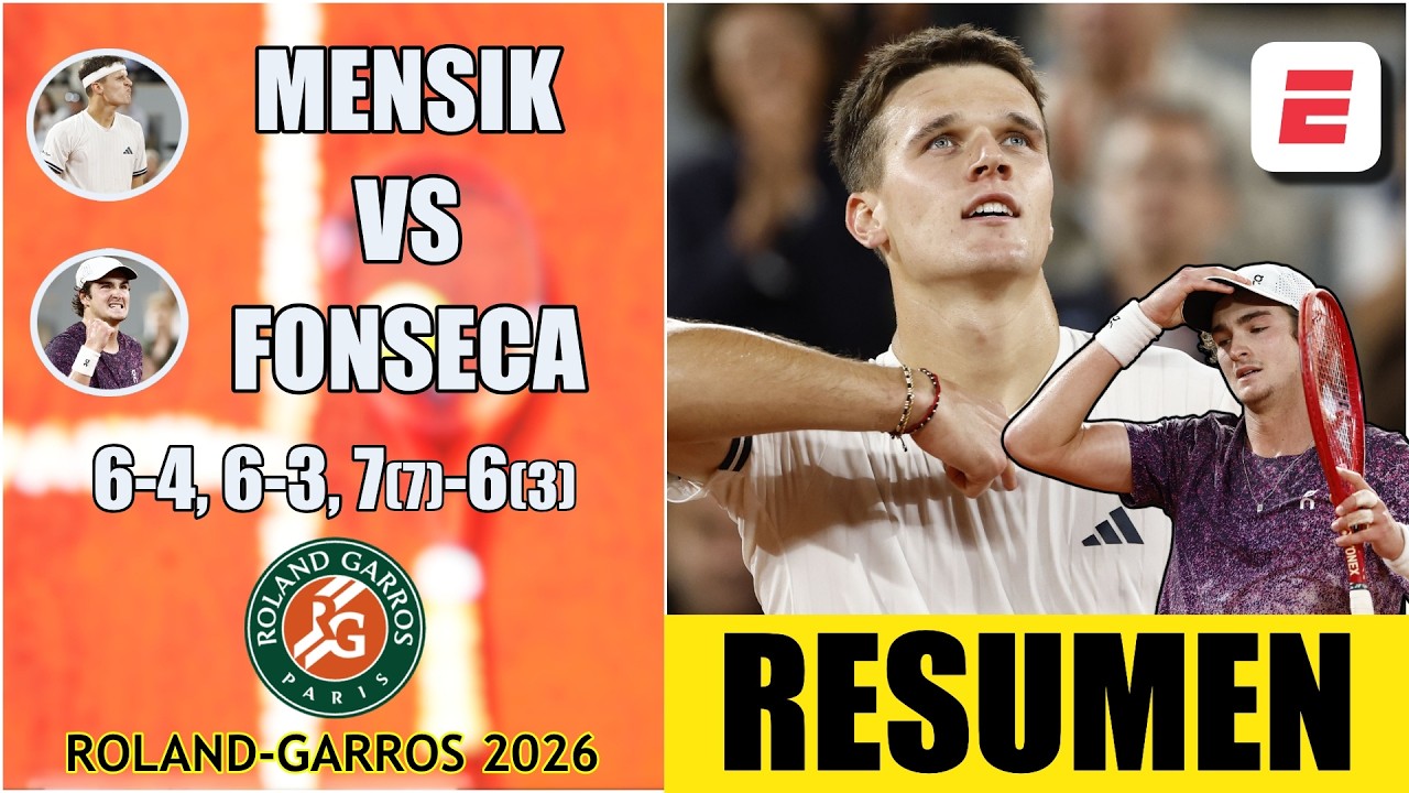 Jakub Mensik vs Joao Fonseca | Cuartos de final | HIGHLIGHTS | RESUMEN | Roland Garros 2026
