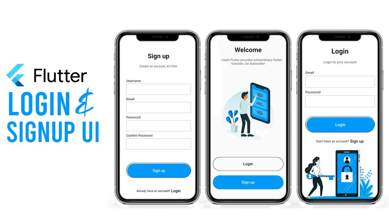 Welcome, Login, Signup Page | Flutter UI Tutorial | Speed Code