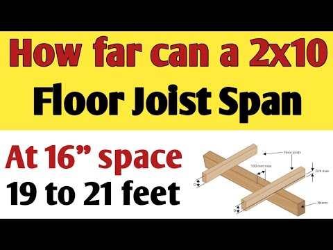How far can a 2x10 floor joist span without support? | A 2x10 floor joist span | Joist