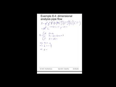 Fluid Mechanics - dimensional analysis pipe flow - Example 8-4