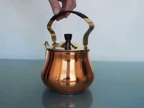 Dutch Bredemeijer Red and Yellow Copper Tea Pot Kettle Lid Antique Bakelite