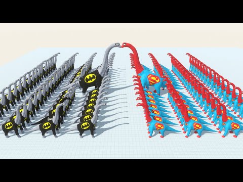 ALL BATMAN BRACHIO vs ALL SUPERMAN BRACHIOSAURUS BATTLE DEATH RUN - Animal Revolt Battle Simulator