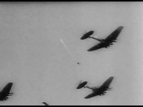 july 1943 sicily 1st German Parachute Div drops (german newsreel)