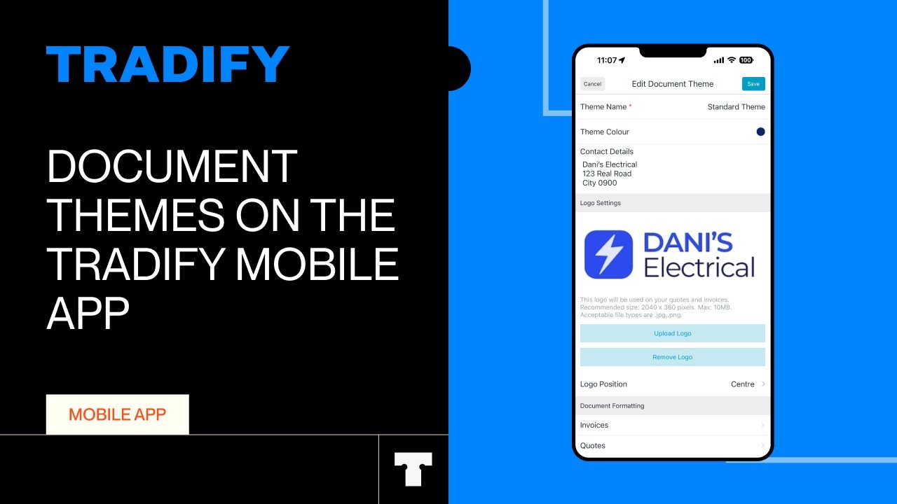 Customising your Document Themes on the Tradify Mobile App