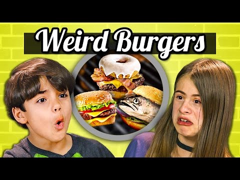 KIDS EAT WEIRD BURGERS! (Donut, Canned, Vegan) | Kids Vs. Food
