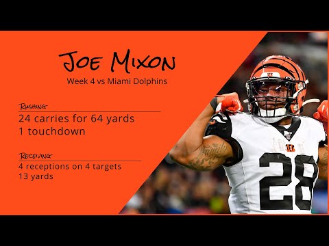Joe Mixon RB Cincinnati Bengals | Every run, target, and catch | 2022 | Week 4 vs Miami Dolphins