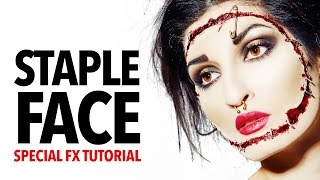 Sliced &amp; stapled face fx makeup tutorial