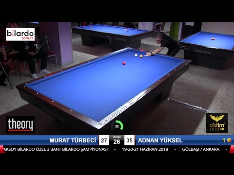 MURAT TÜRBECİ & ADNAN YÜKSEL Bilardo Maçı - AKSOY BİLARDO 3 BANT TURNUVASI-3. Tur