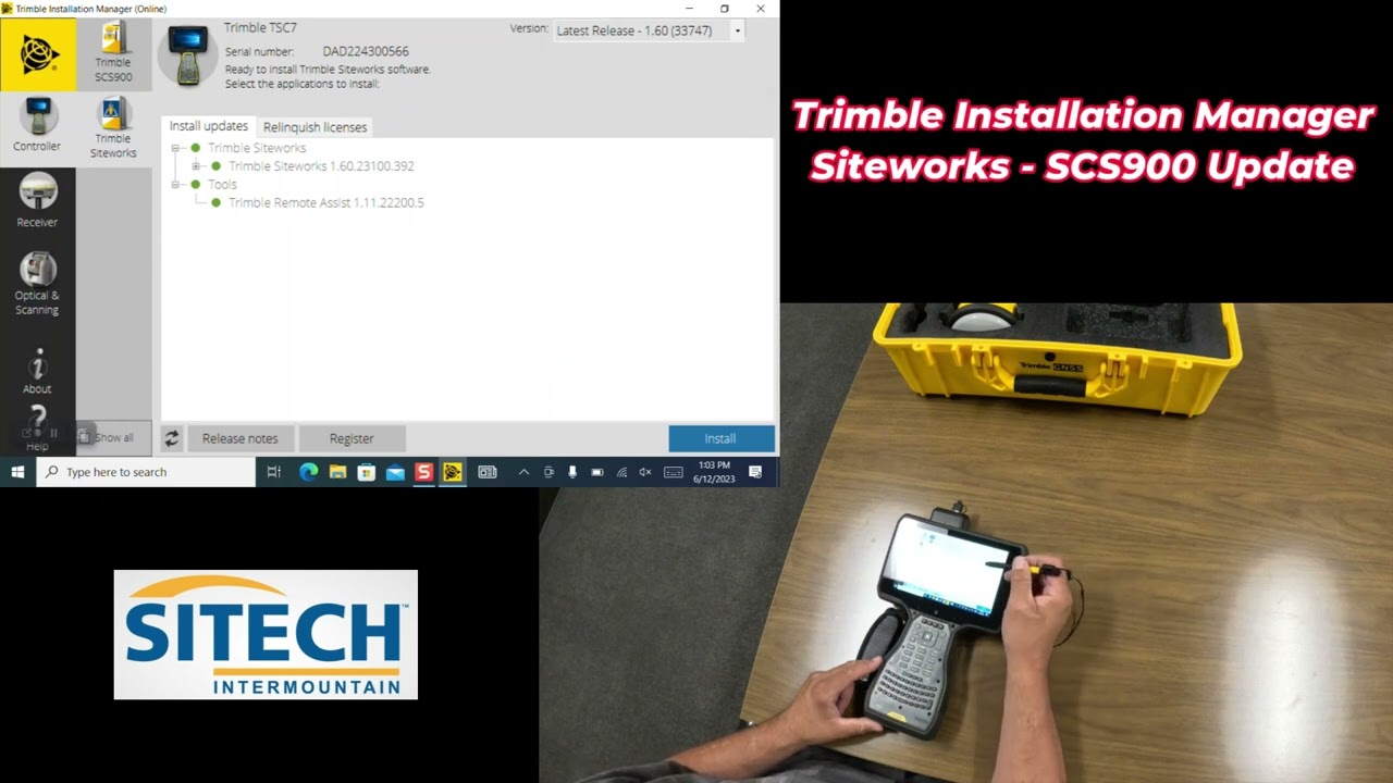 Trimble Installation Manager Updating Siteworks SCS900