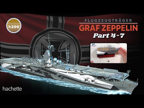 Hachette Flugzeugträger Graf Zeppelin (Metall) Part 4 - 7 - Rumpfteile, Tragstreben u. Schrägaufzüge