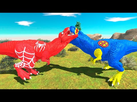 🩸RED SPIDER-MAN vs CYCLOPS T-REX (1VS1) - Animal Revolt Battle Simulator