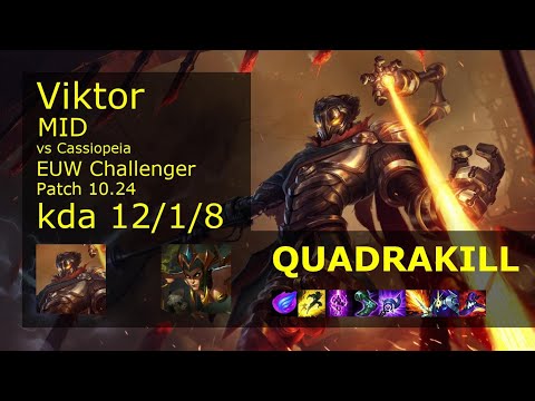 Viktor vs Cassiopeia Mid - EUW Challenger 12/1/8 Patch 10.24 Gameplay
