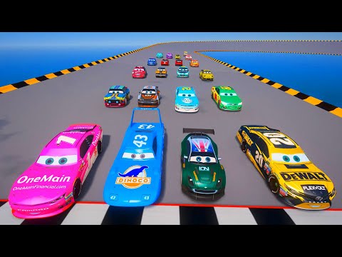 Race Crazy Track 8 - Disney Cars The King and Spiderman VS Amazing Cars & Friends
