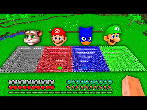 I found a TNT PIT MARIO LUIJI PJ MASKS TALKING TOM in Minecraft ! What's INSIDE the BIGGEST PIT !