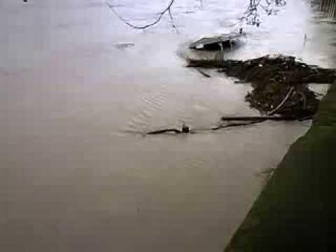 Péniche sous l'eau, Toulouse - 25 janvier 2014