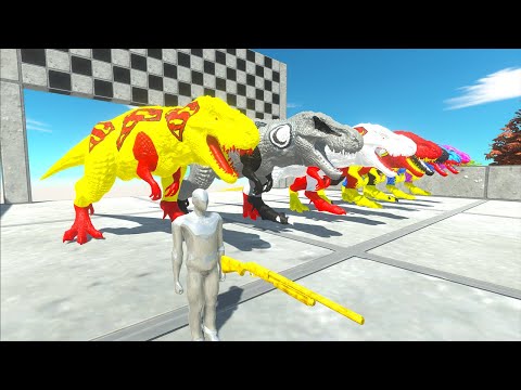 White Vs Yellow  Superman T-rex Fps Avatar Speed Race - Animal Revolt Battle Simulator