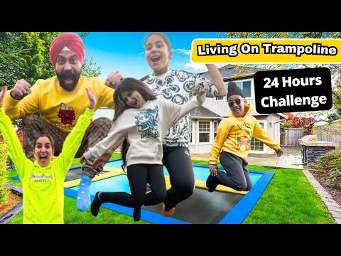 Living On Trampoline - 24 Hours Challenge | Ramneek Singh 1313 | RS 1313 VLOGS