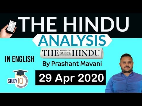 English 29 April 2020 - The Hindu Editorial News Paper Analysis [UPSC/SSC/IBPS] Current Affairs