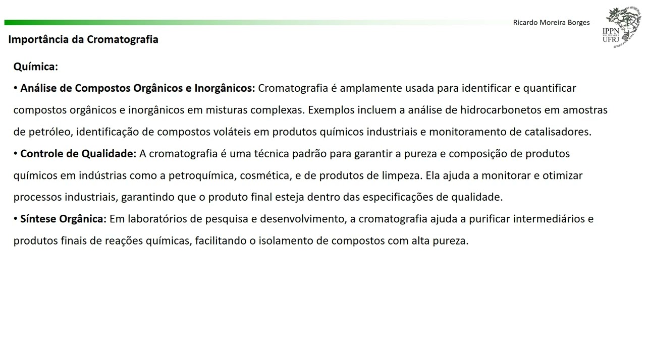 "primer" para Cromatografia para nossos alunos - parte I